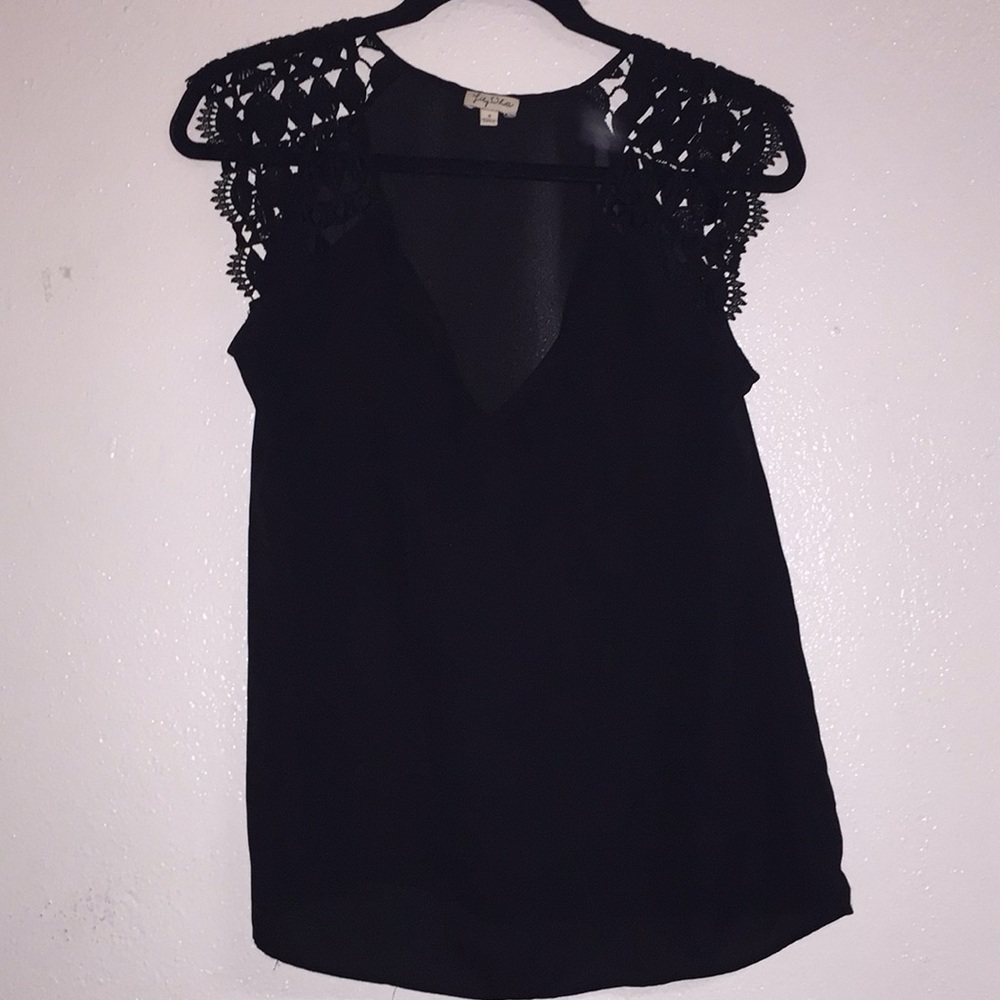 Black lace sleeved blouse